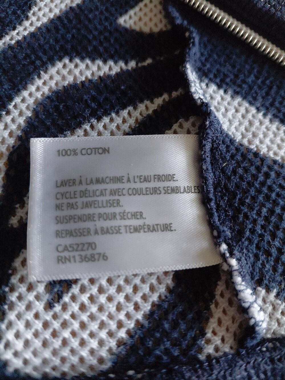 BYLYSE Navy White Zebra Print Full Zip Jacket Women's Large 100% Cotton - Picture 7 of 7